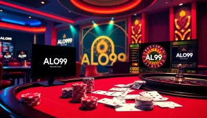 A thrilling online gambling scene featuring ALO 789 with vibrant gaming elements and luxurious atmosphere.