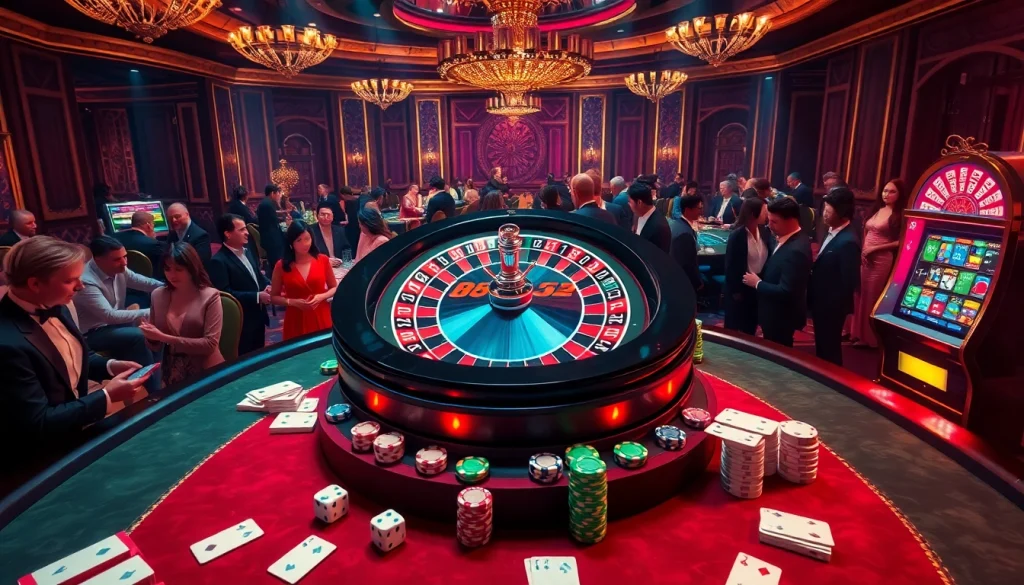 B52 roulette wheel offers thrilling gambling action amid luxury casino ambiance.
