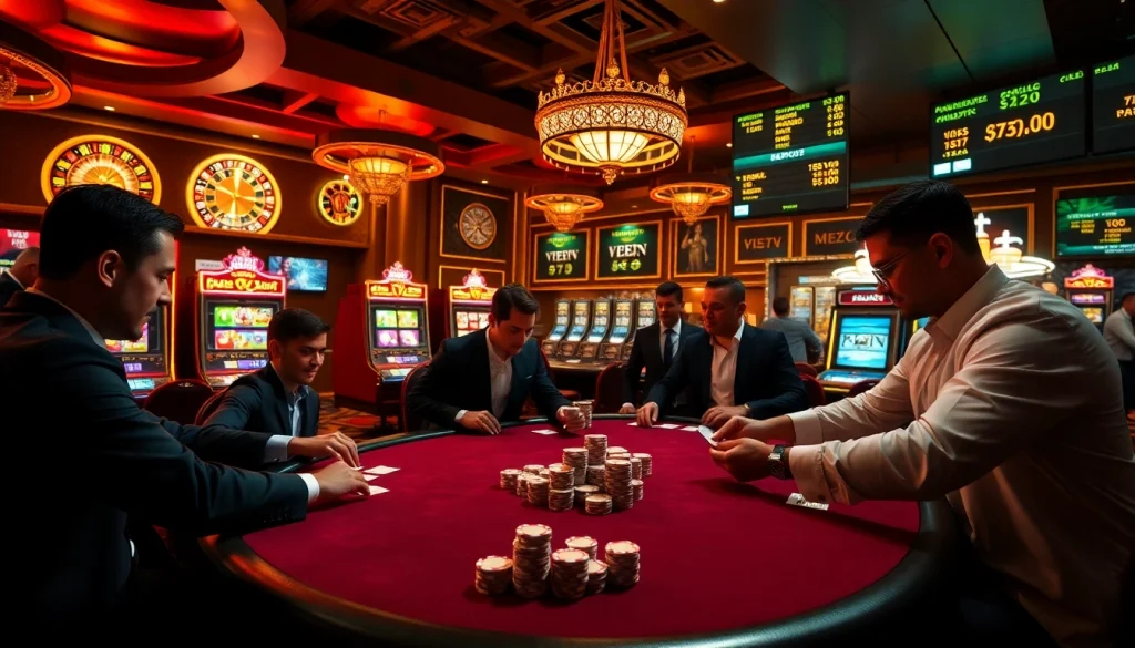 Engaged players at a high-stakes poker table showcasing the thrill of gambling at https://good88k.blog.