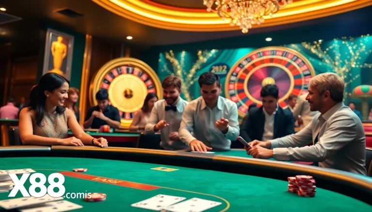 Players enjoy thrilling games at X88 com's vibrant online casino atmosphere.