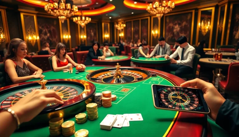 Experience the thrill of winning on dh88vn.com with a lively casino scene of roulette and poker action.