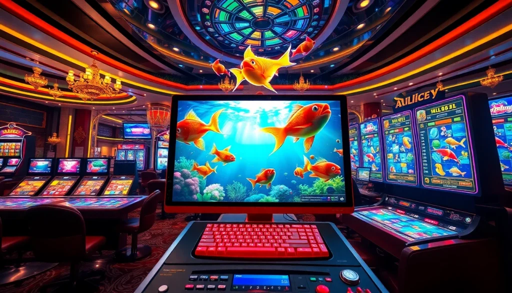Engaging scene featuring bắn cá đổi thưởng with vibrant graphics and dynamic betting options in an online casino setting.