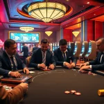 Betting at MM99's poker table with high stakes and vibrant casino atmosphere