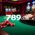 Engage in thrilling games at 789 club with vibrant poker chips and roulette wheel.