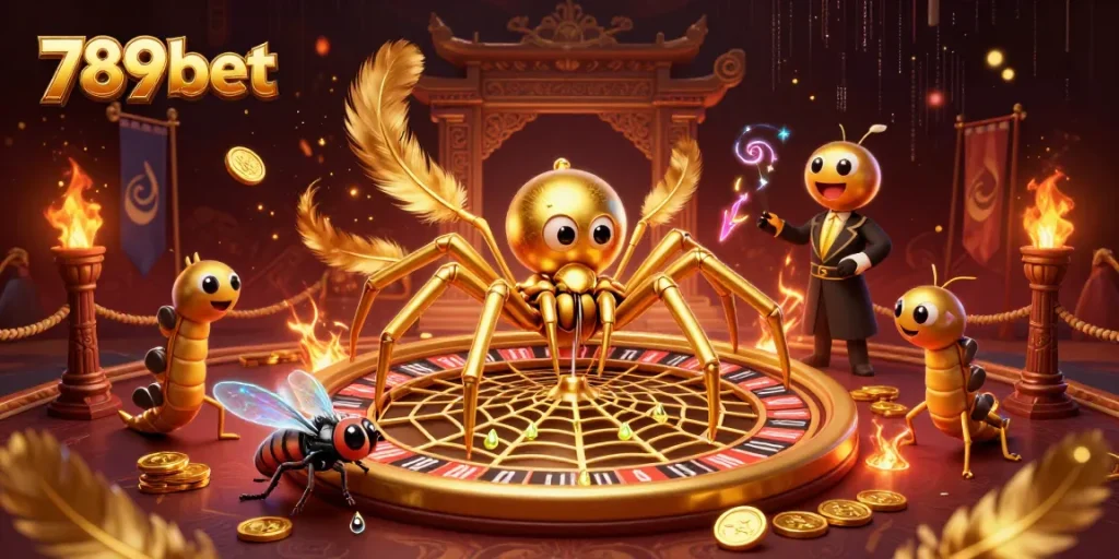 Experience the excitement of 789bet with a golden roulette-inspired web and dynamic casino elements.