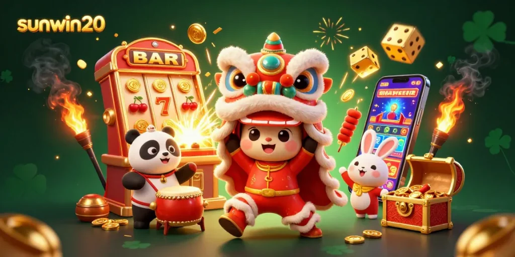 Experience vibrant casino fun with sunwin20 featuring a spectacular Chinese New Year lion dance.